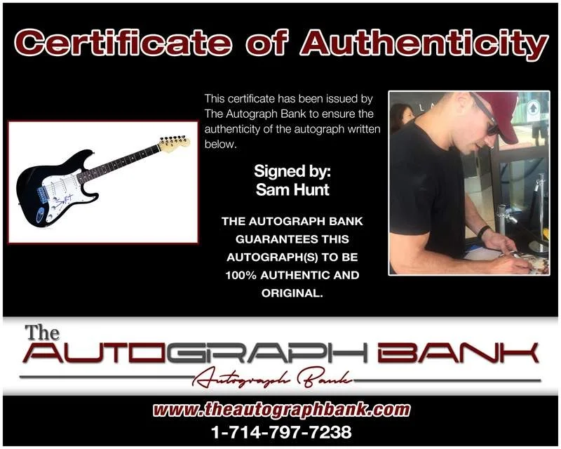 Sam Hunt — Sam Hunt authentic signed rock electric guitar W/Certificate Autographed (A0004), image 2