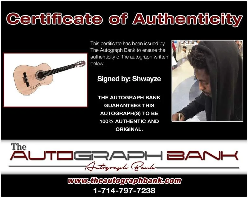 Shwayze — Shwayze authentic signed rap acoustic guitar W/Certificate Autographed (A0018), image 2