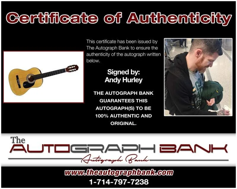 Andy Hurley — Fall Out Boy Andy Hurley authentic signed acoustic guitar |CERT Autograph A00012, image 2