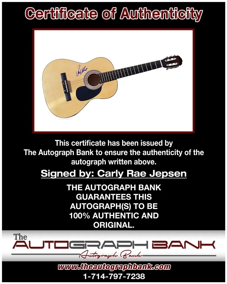 Carly Rae Jepson — Carly Rae Jepsen authentic signed acoustic guitar |Certificate Autographed 218-b, image 2