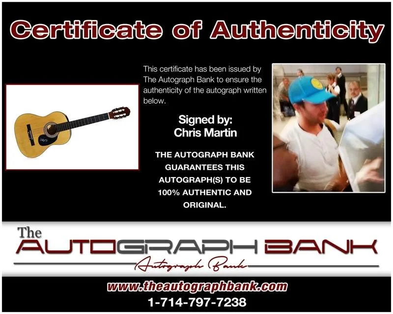 Coldplay Chris — Coldplay Chris Martin authentic signed acoustic guitar |CERT Autographed A0006, image 2