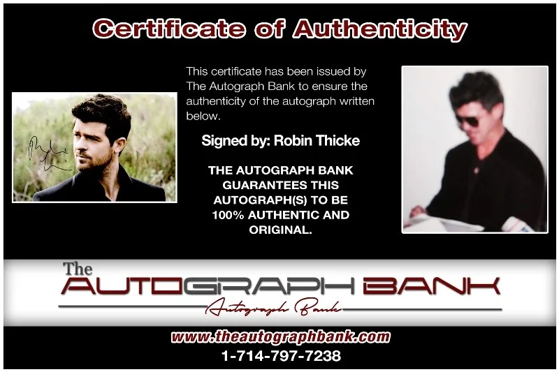 Robin Thicke — Robin Thicke Authentic signed rock 10x15 photo W/Certificate Autographed (26-b), image 2