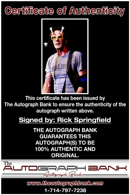 Rick Springfield — Rick Springfield Zoot Authentic signed rock 10x15 photo W/Cert Autographed 226-k, image 2