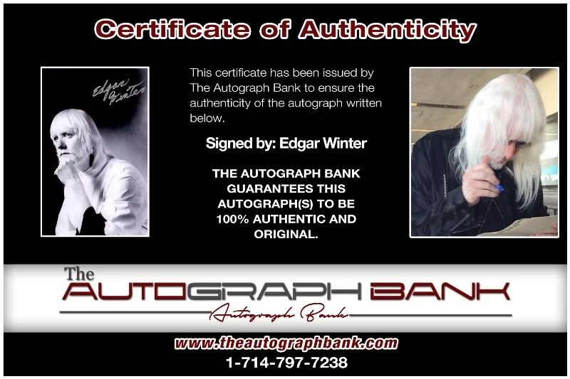 Edgar Winter — Edgar Winter Edgar Winter's White Trash signed 10x15 photo |CERT Autograph 26-e, изображение 2