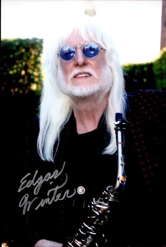 Edgar Winter — Edgar Winter Edgar Winter's White Trash signed 10x15 photo |CERT Autograph 26-c