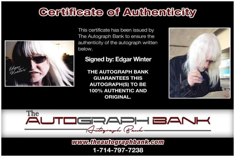 Edgar Winter — Edgar Winter authentic signed rock 10X15 photo W/Certificate Autographed (A0001), image 2
