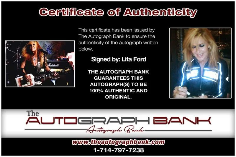 Lita Ford — The Runaways Lita Ford authentic signed rock 10X15 photo |Cert Autographed A0007, изображение 2