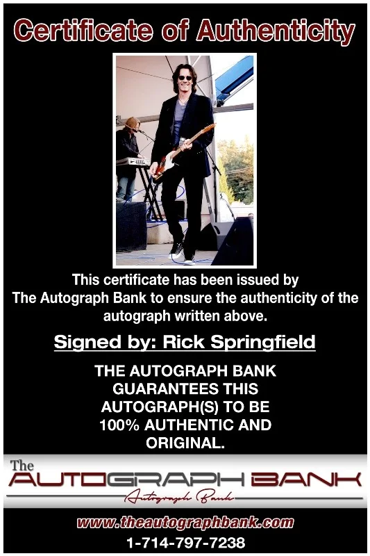 Rick Springfield — Rick Springfield Zoot Authentic signed rock 10x15 photo W/Cert Autographed 226-i, изображение 2