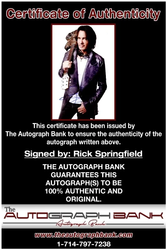Rick Springfield — Rick Springfield Zoot Authentic signed rock 10x15 photo W/Cert Autographed 226-l, image 2