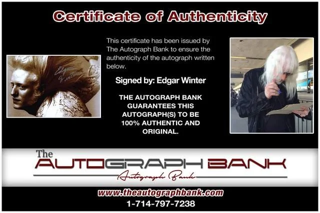 Edgar Winter — Edgar Winter authentic signed rock 10x15 poster W/Certificate Autographed, image 2