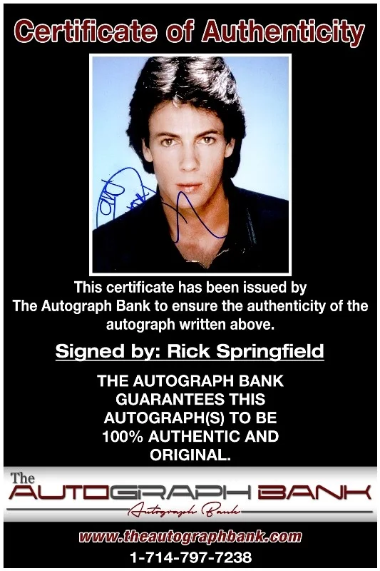 Rick Springfield — Rick Springfield Zoot Authentic signed rock 10x15 photo W/Cert Autographed 226-f, изображение 2