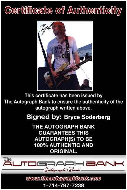Bryce Soderberg — Bryce Soderberg of Three Days Grace authentic signed Rock 8x10 photo W/Cert 22, image 2