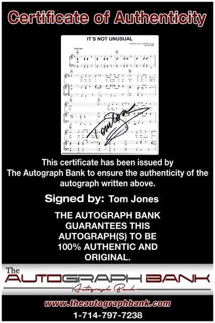 Tom Jones — Tom Jones authentic signed Rock 8x10 photo W/Certificate 137, image 2