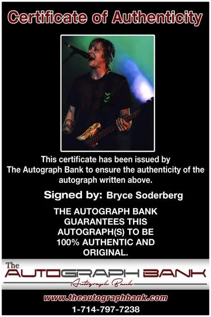 Bryce Soderberg — Bryce Soderberg of Three Days Grace authentic signed Rock 8x10 photo W/Cert 30, изображение 2