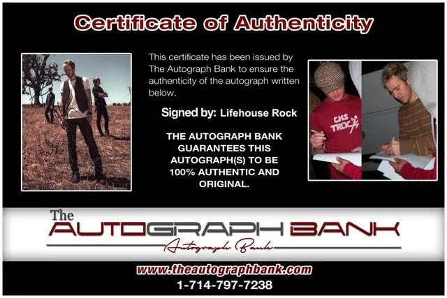 Lifehouse — Lifehouse authentic signed Rock 8x10 photo W/Certificate 67, изображение 2