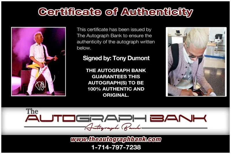 Tom Dumont — No Doubt Tony Dumont authentic signed rock 8x10 photo W/Cert Autographed A0001, изображение 2