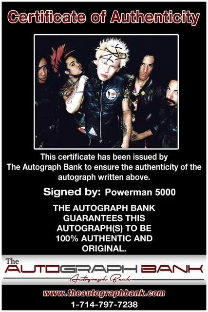 Spider One — Spider One of Powerman 5000 authentic signed Rock 8x10 photo W/Certificate 96, изображение 2