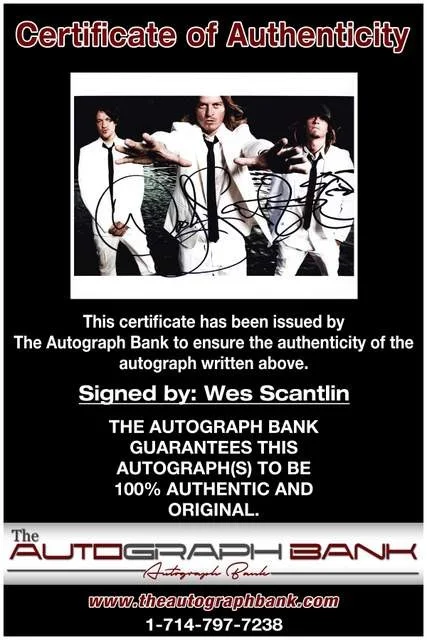 Wes Scantlin — Wes Scantlin of Puddle of Mudd authentic signed 8x10 photo W/Cert Autographed 1, изображение 2