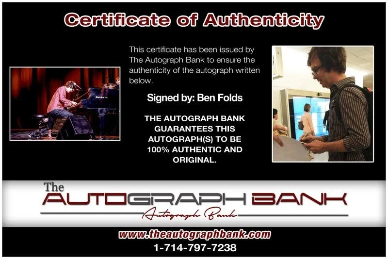 Ben Folds — Ben Folds Authentic signed rock 10X15 photo W/Certificate Autographed (B4), изображение 2