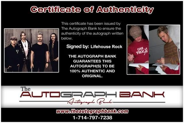 Lifehouse — Lifehouse authentic signed Rock 8x10 photo W/Certificate 68, изображение 2