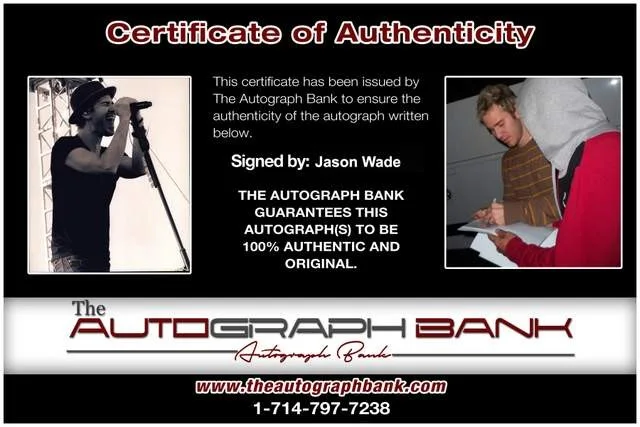 Jason Wade — Jason Wade of Lifehouse authentic signed Rock 8x10 photo W/Certificate 51, изображение 2