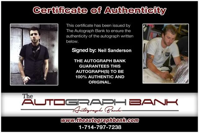 Neil Sanderson — Neil Sanderson of Three Days Grace authentic signed Rock 8x10 photo W/Cert 86, image 2