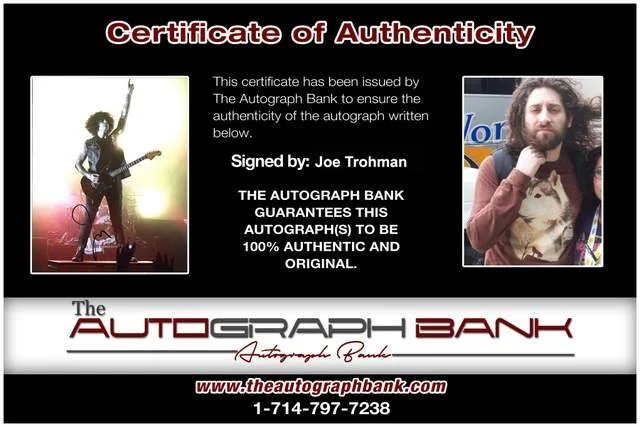 Joe Trohman — Joe Trohman of Fall Out Boy authentic signed Rock 8x10 photo W/Certificate 57, image 2