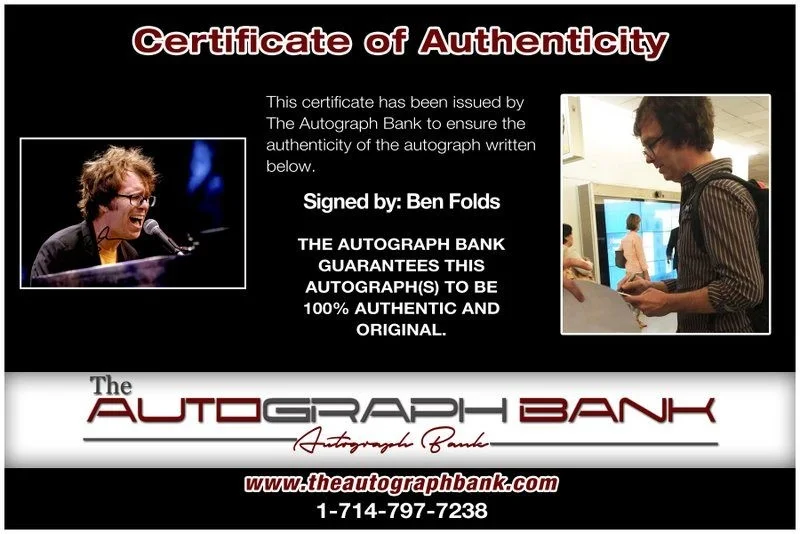 Ben Folds — Ben Folds Authentic signed rock 10X15 photo W/Certificate Autographed (B3), изображение 2
