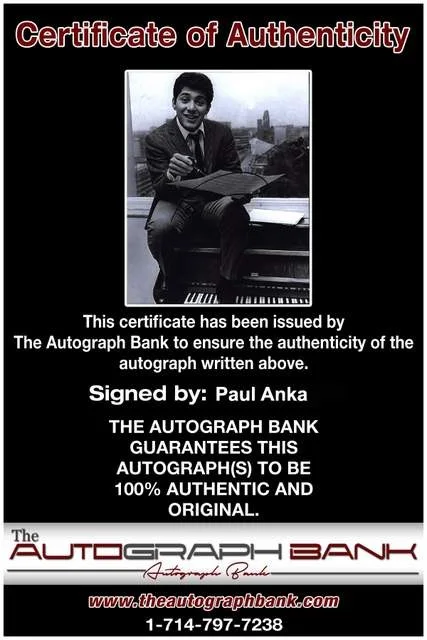 Paul Anka — Paul Anka authentic signed Rock 8x10 photo W/Certificate 89, image 2