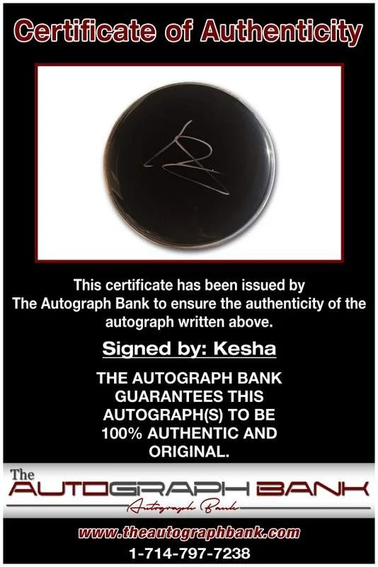 Kesha — Kesha authentic signed rock drumhead W/Certificate Autographed (A0095), image 2