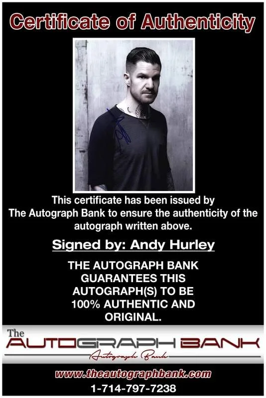 Andy Hurley — Fall Out Boy Andy Hurley authentic signed 8x10 photo |CERT Autographed A0003, image 2