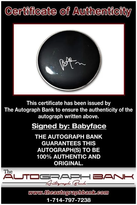 Babyface — Babyface authentic signed rap drumhead W/Certificate Autographed (A0014), image 2
