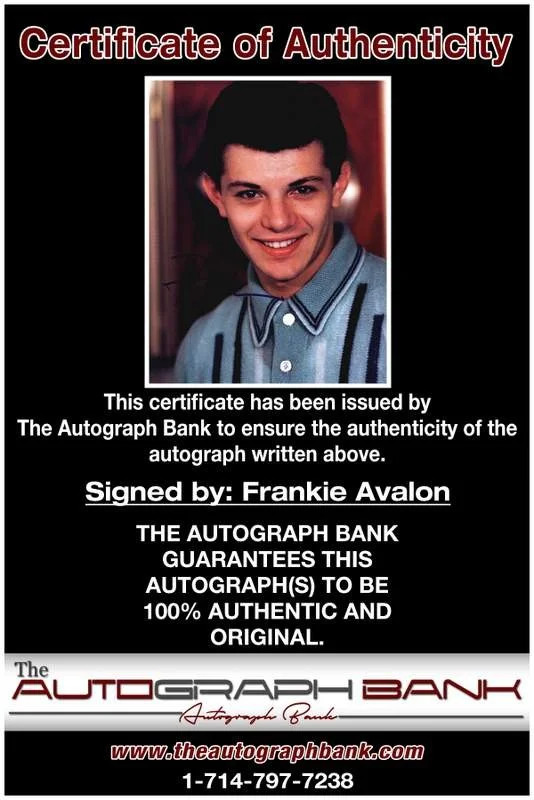 Frankie Avalon — Frankie Avalon authentic signed rock 8x10 photo W/Cert Autographed A0003, image 2