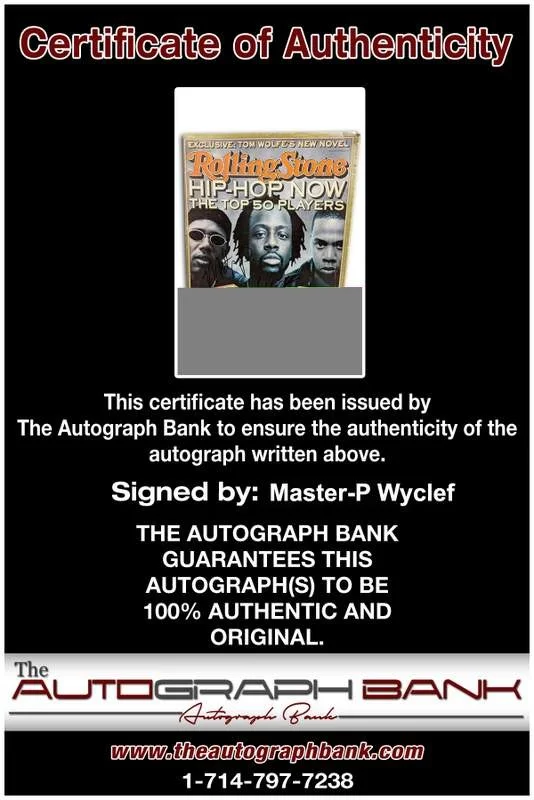 Master P, Wyclef Jean — Master P Fugees Wyclef Jean signed Rolling Stone Magazine W/Cert Autograph, image 2
