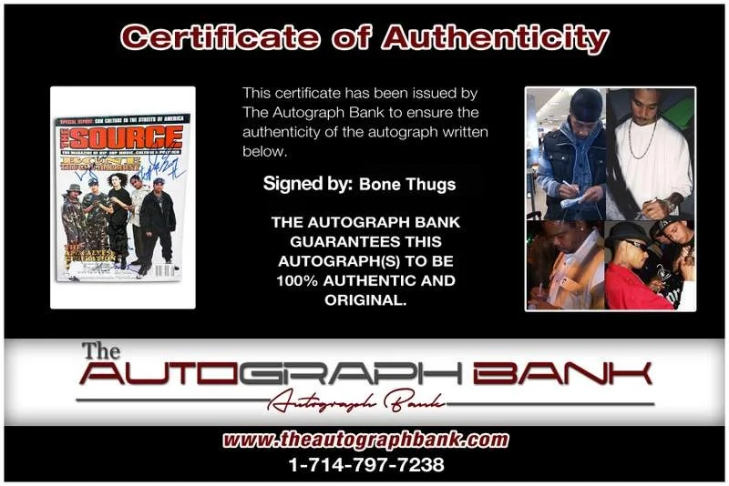 Bone Thugs N Harmony — Bone Thugs N Harmony authentic signed The Source Magazine W/Cert Autographed x5, image 2