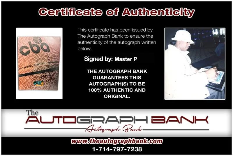 Master P — NO Limit Master P signed Fort Wayne Fury CBA program W/Certificate Autographed, image 2