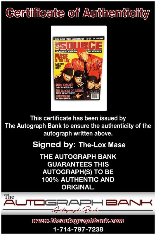 The Lox, Mase — The Lox Mase authentic signed Source Magazine W/Certificate Jadakiss SP Sheek, image 2