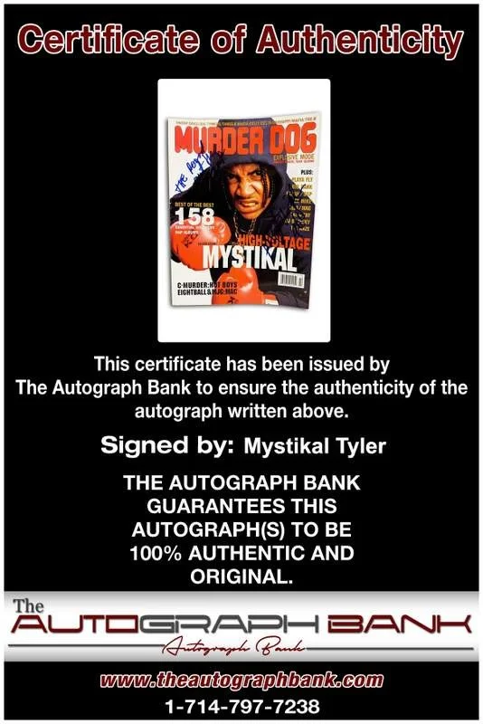 Mystikal Tyler — No Limit Records Mystikal Tyler signed Murder Dog Magazine W/Cert Autographed, image 2