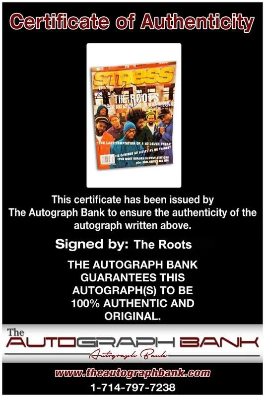 The Roots — The Roots signed Stress Magazine W/Certificate Autographed Rahzel Questlove, изображение 2