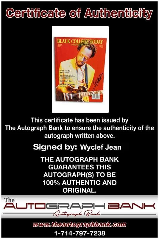 Wyclef Jean — Fugees Wyclef Jean signed Black College Today Magazine W/Certificate Autographed, изображение 2