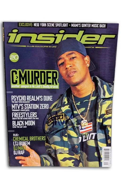 C-Murder — No Limit TRU Records C-Murder signed rap Insider Magazine /Certificate Autograph