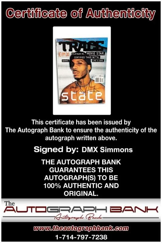 Dmx — Dmx Earl Simmons authentic signed rap Trace Magazine W/Certificate Autograph, image 2
