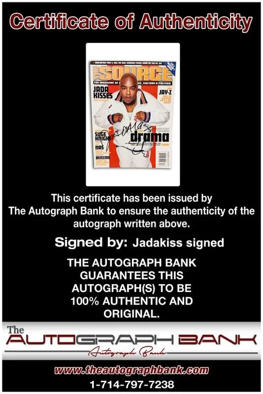 Jadakiss — The Lox Jadakiss Signed signed Source Magazine W/Cert Autographed (Authenticated, image 2