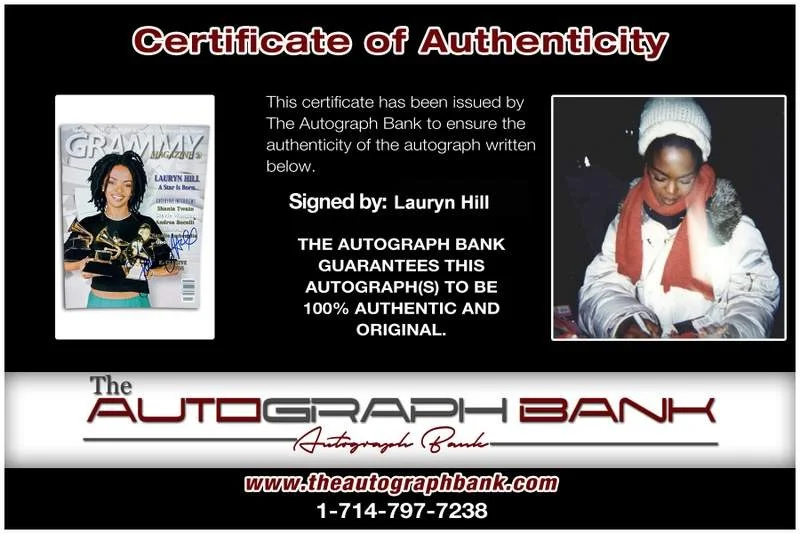 Lauryn Hill — The Fugees Lauryn Hill signed rap Grammy Magazine W/Certificate Autographed, изображение 2