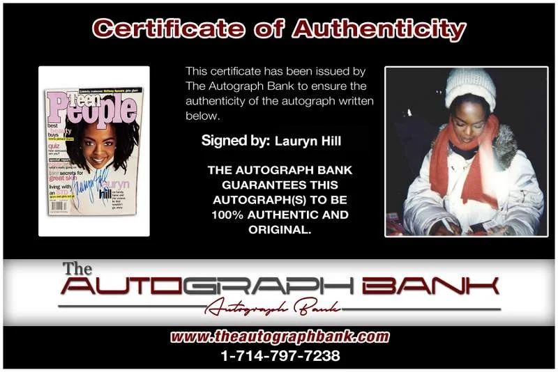 Lauryn Hill — The Fugees Lauryn Hill signed rap Teen People Magazine W/Certificate Autographed, изображение 2