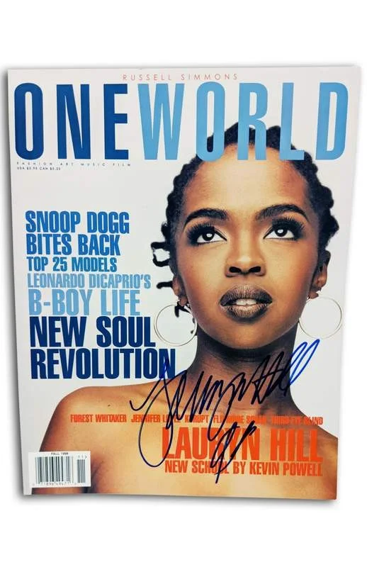 Lauryn Hill — The Fugees Lauryn Hill signed One World Magazine Autographed (Authenticated)