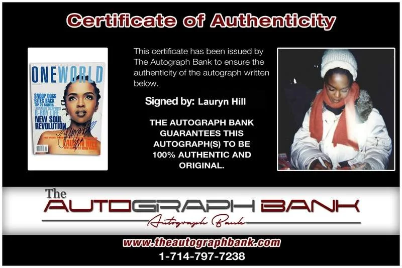 Lauryn Hill — The Fugees Lauryn Hill signed One World Magazine Autographed (Authenticated), изображение 2