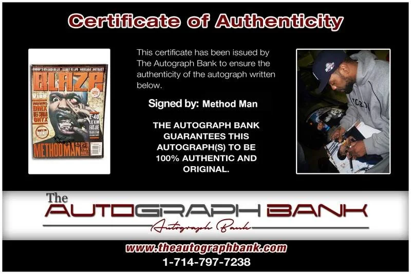 Method Man — Wu Tang Clan Method Man signed Blaze Magazine W/Cert Autograph (Authenticated), image 2