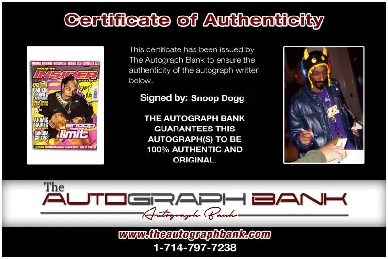 Snoop Dogg — Snoop Dogg signed Industy Insider Magazine W/Cert Autographed (Authenticated), изображение 2