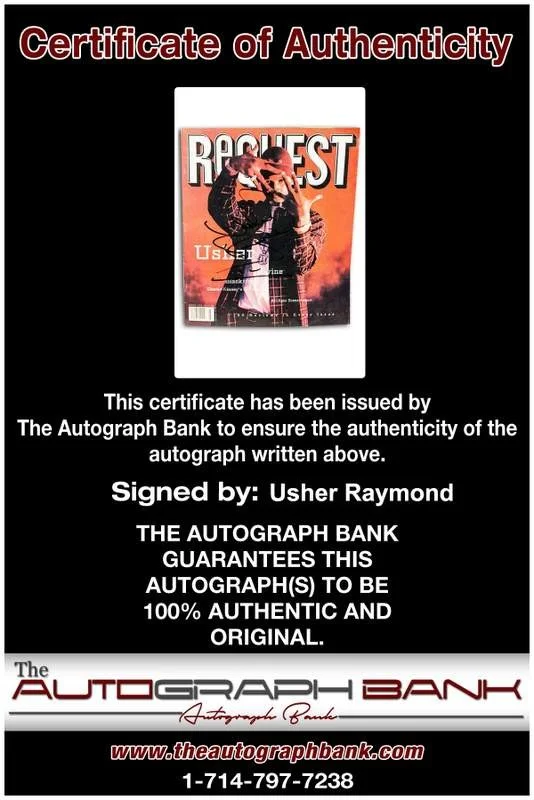 Usher Raymond — Usher Raymond signed Request Magazine W/Certificate (AUTHENTICATED), image 2